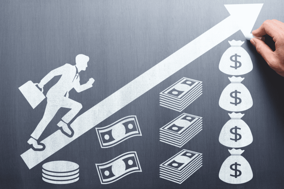 右肩上がりにお給料が上がるイメージ画像